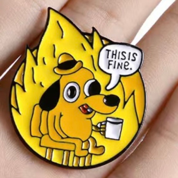 Everything’s Fine x Mental Health Matters colorful enamel cartoon pin brooch - Picture 9 of 15